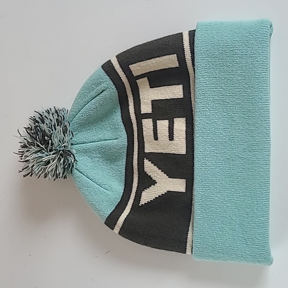YETI Men's Retro Knit Pom Pom Beanie Seafoam Green Gray - Picture 2 of 5